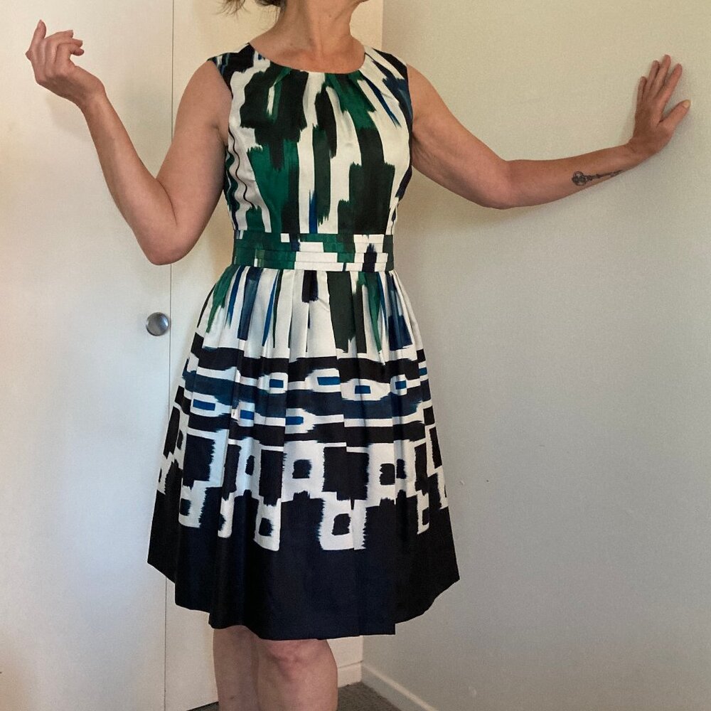 Ellen Tracy Block Print Party Dress